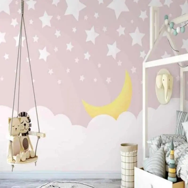 Star Theme Girls Bedroom Decoration Wallpaper - Second Image