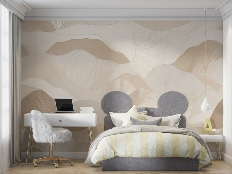 Papier Peint Enfant Design Beige - mur chambre panoramique