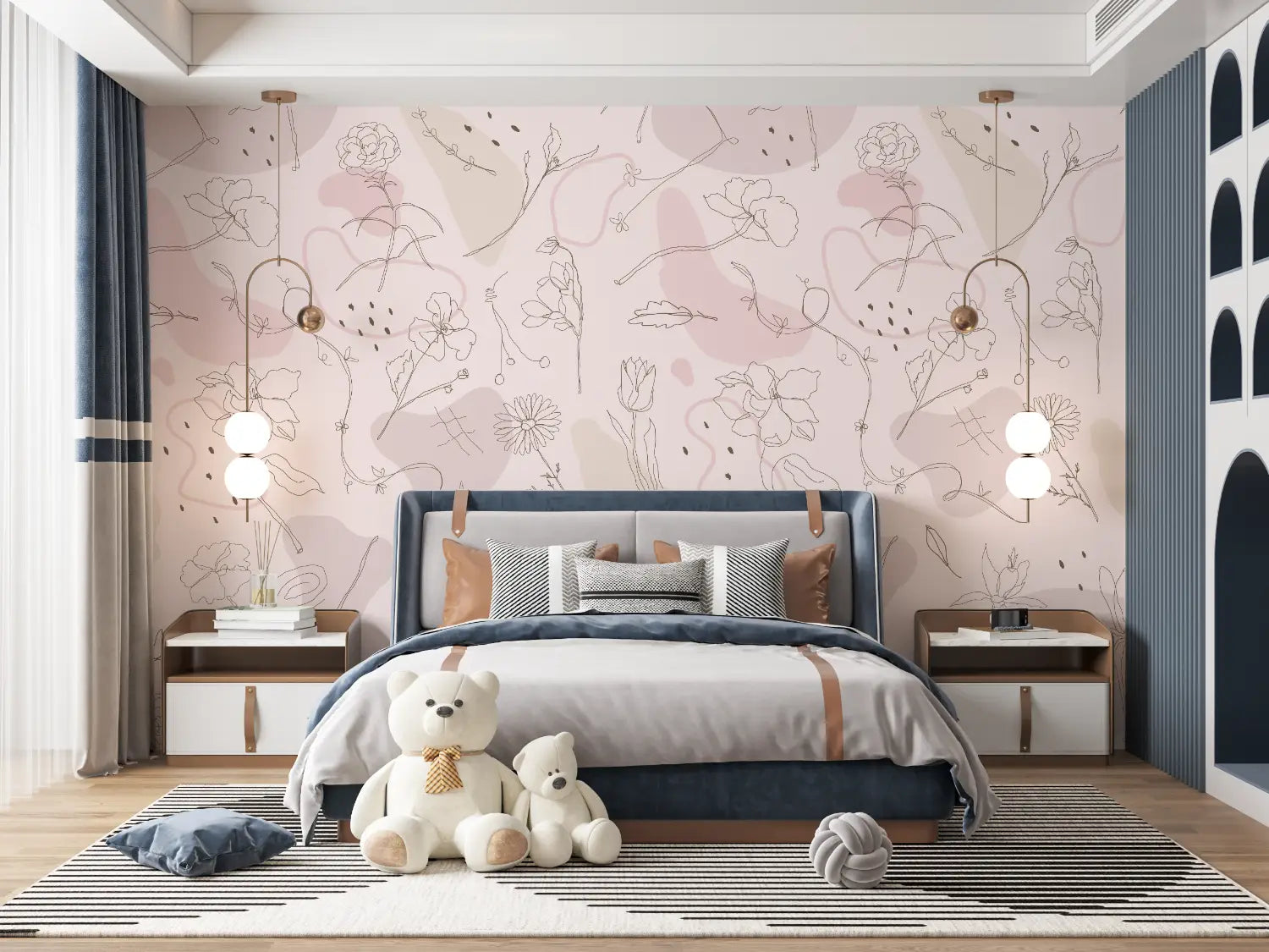 Papier Peint Enfant Fleur Design - tapisserie ado