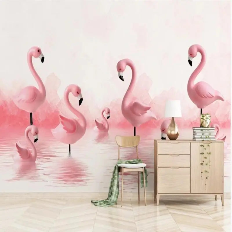 Papier Peint Flamant Rose Chambre Fille