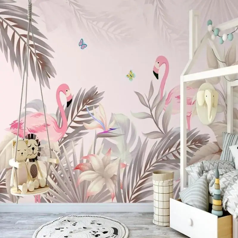 Papier Peint Flamant Rose Vintage