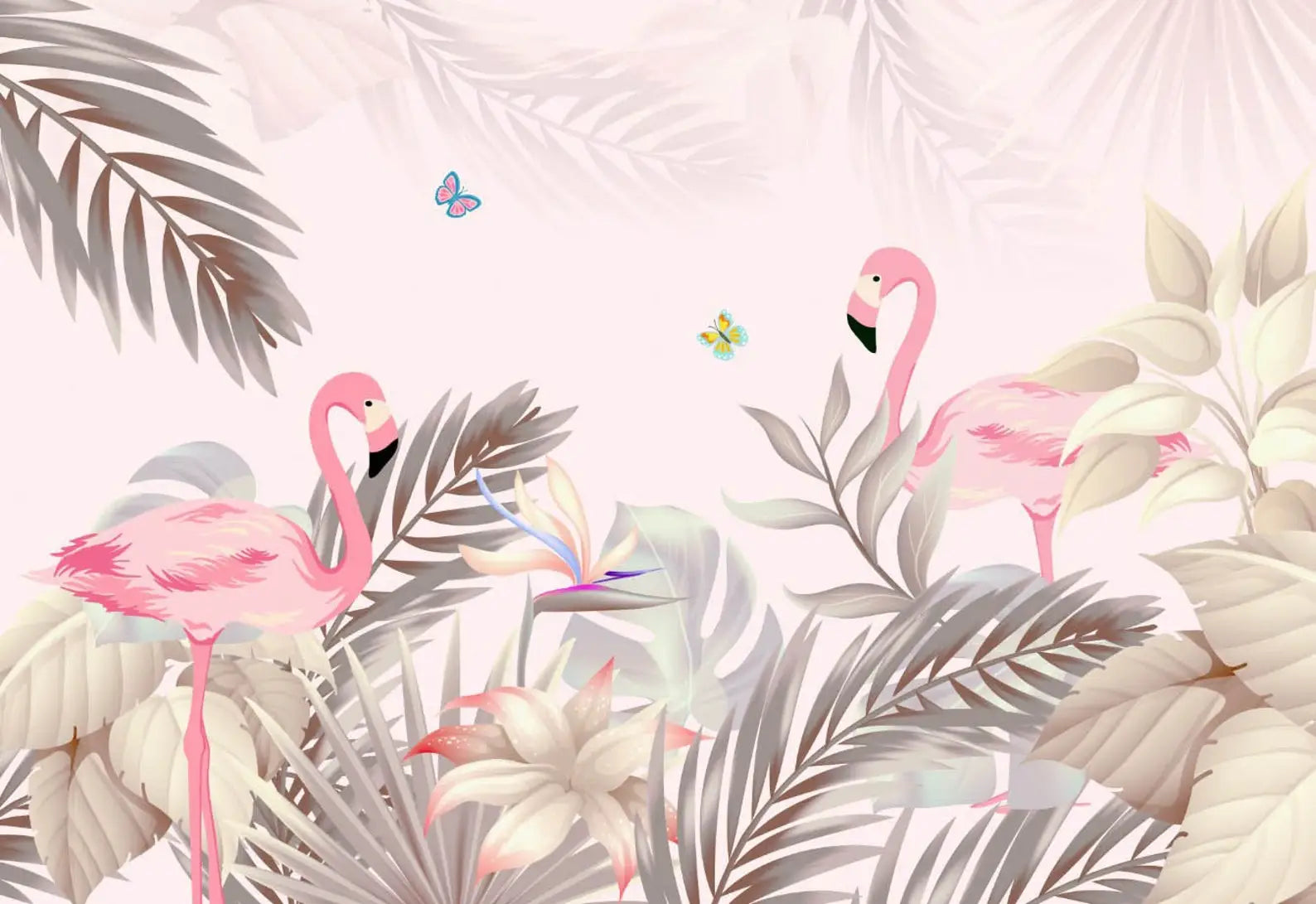 Vintage-Flamingo-Tapete