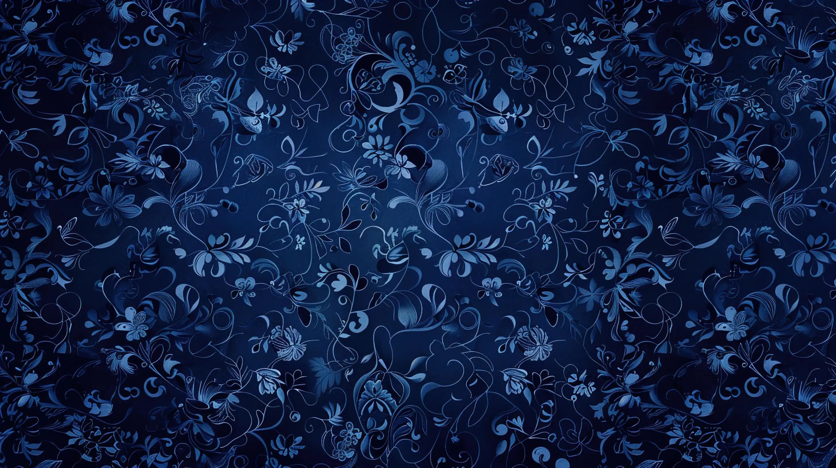 Navy Blue Floral Wallpaper