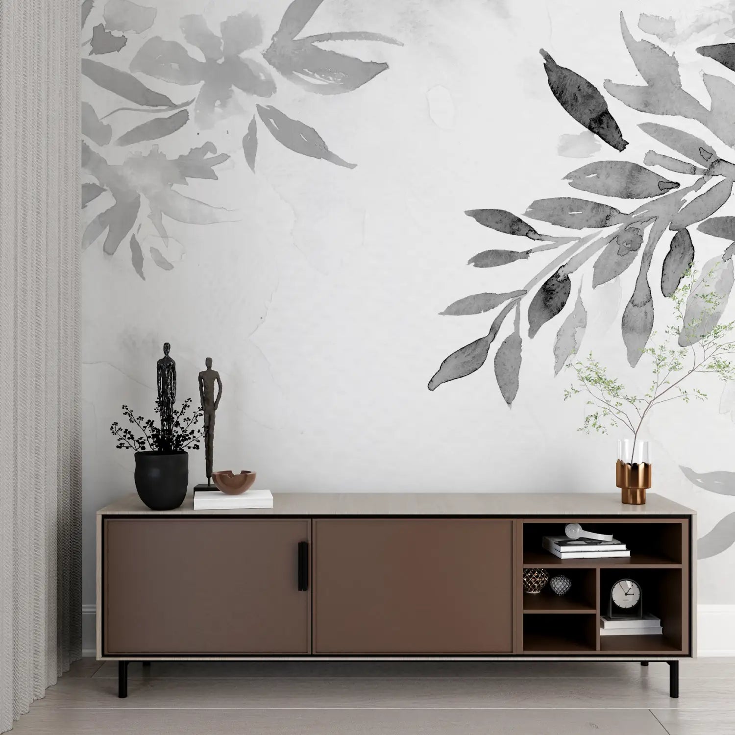 Papier Peint Fleuri Gris - tendances