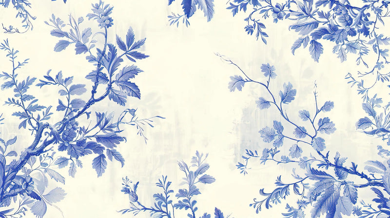 Vintage Blue and White Floral Wallpaper