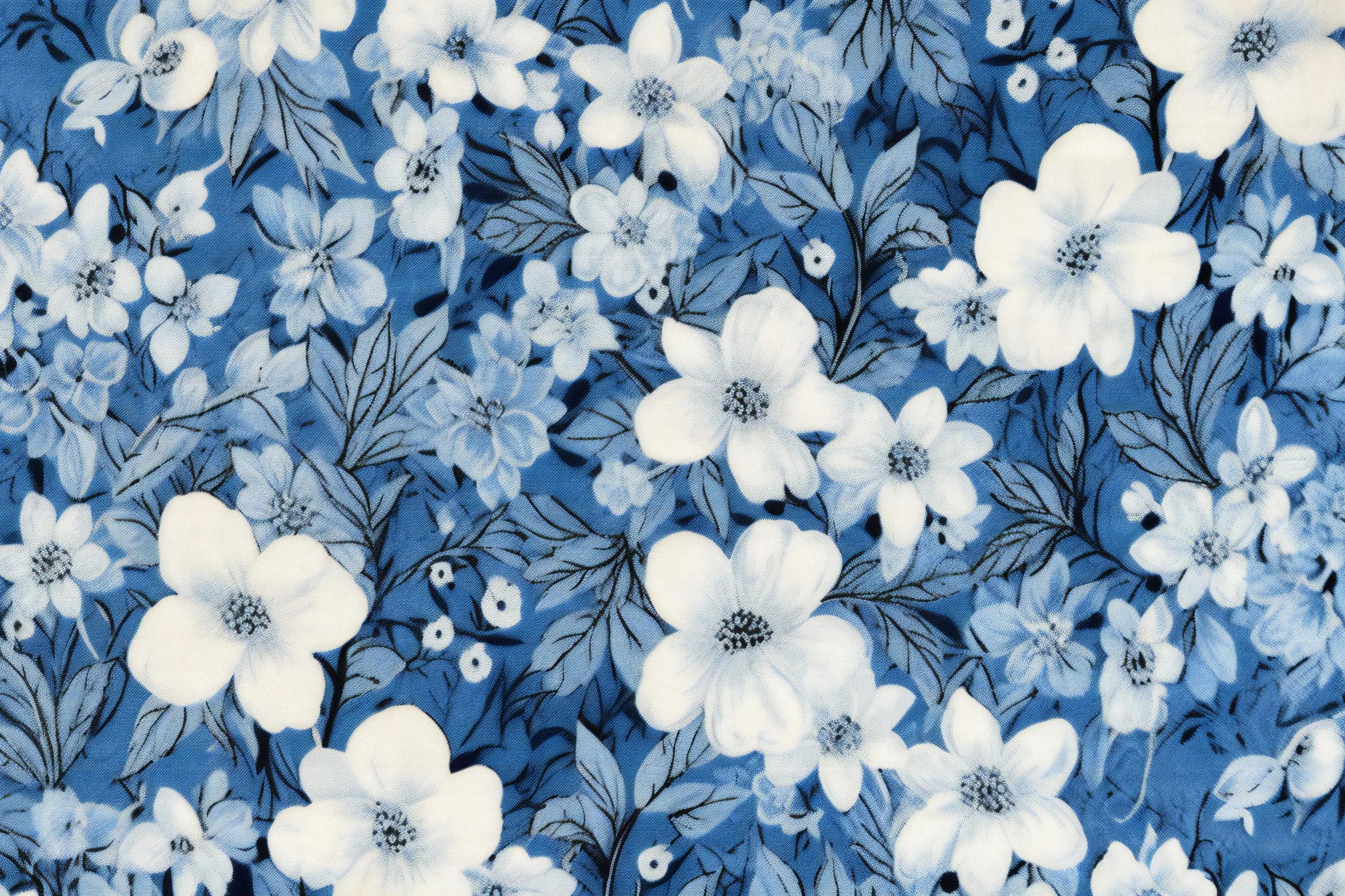 Blauer Hintergrund Blumen Tapete