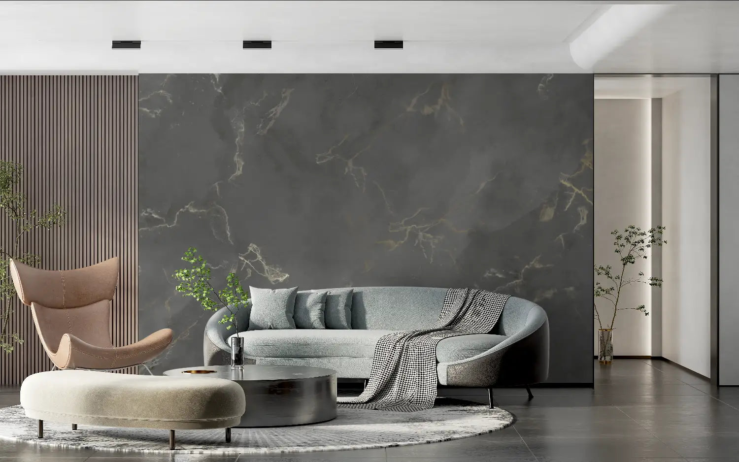 Golden Gray Marble Wallpaper - Second Image