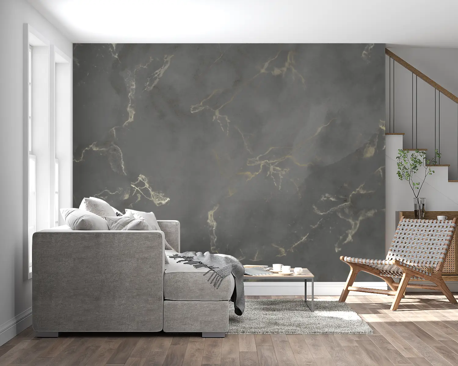 Golden Gray Marble Wallpaper - Second Image