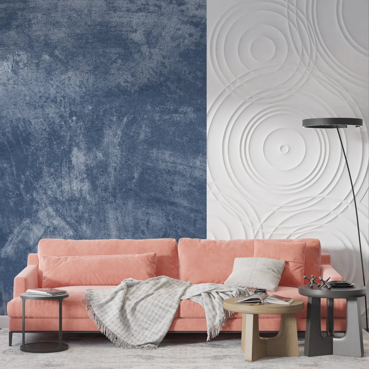 Papier Peint Gris Et Bleu Tendance - contemporain