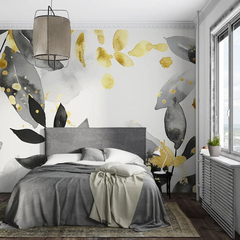 Papier Peint Gris Jaune - mural