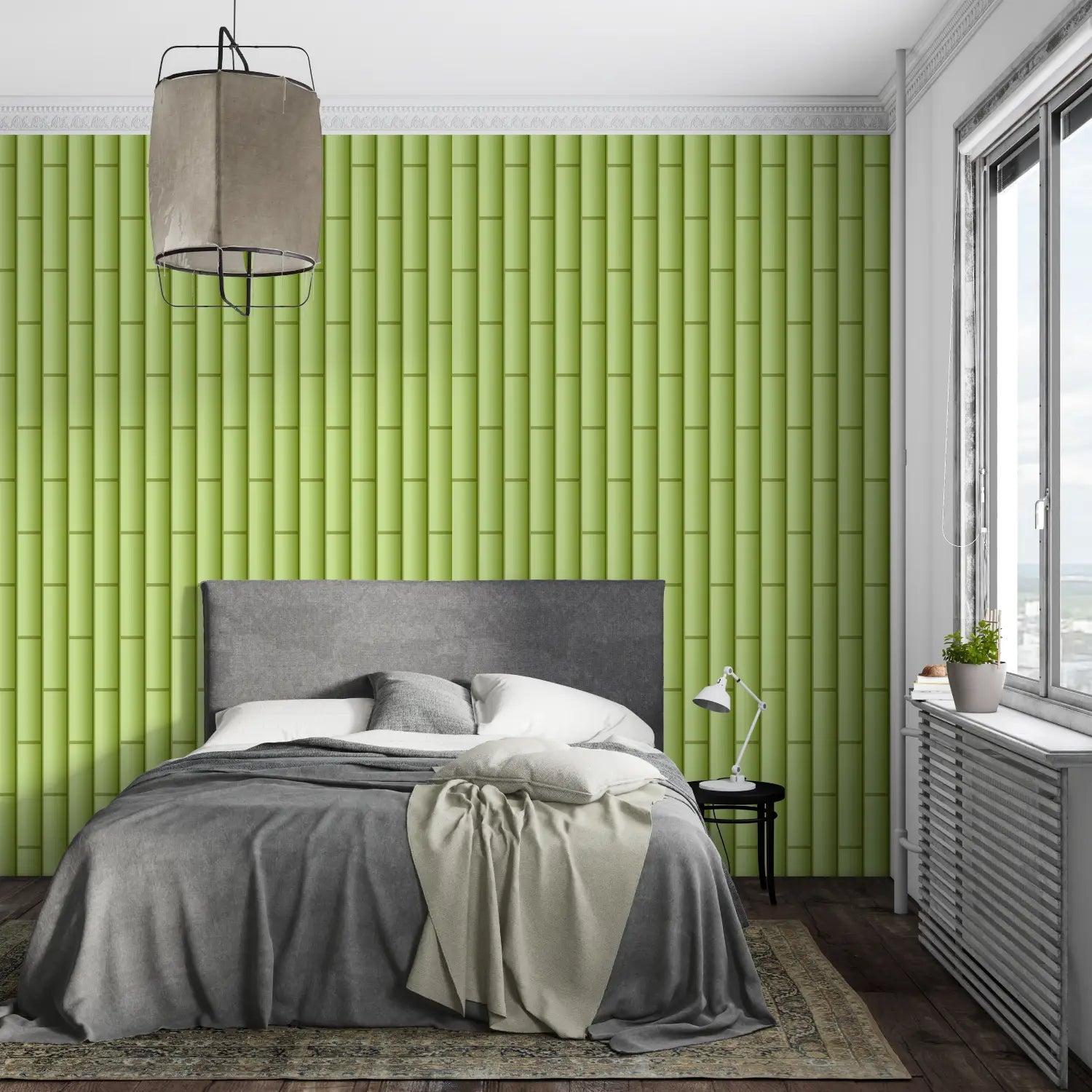 Light Green Faux Bamboo Wallpaper - Second Image