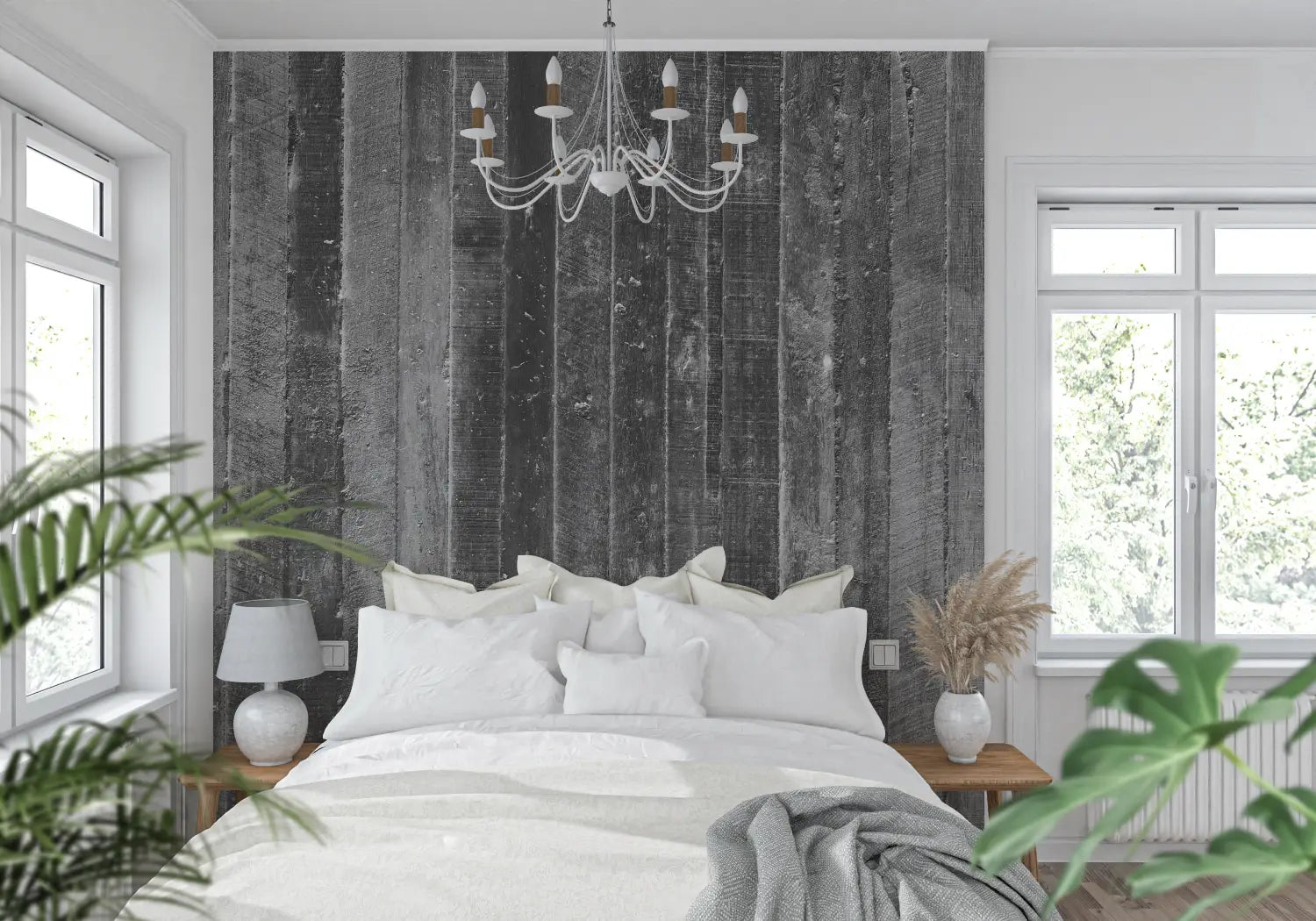 Papier Peint Imitation Bois Gris - tendance mur