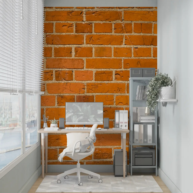 Papier Peint Imitation Brique Orange - pano mural