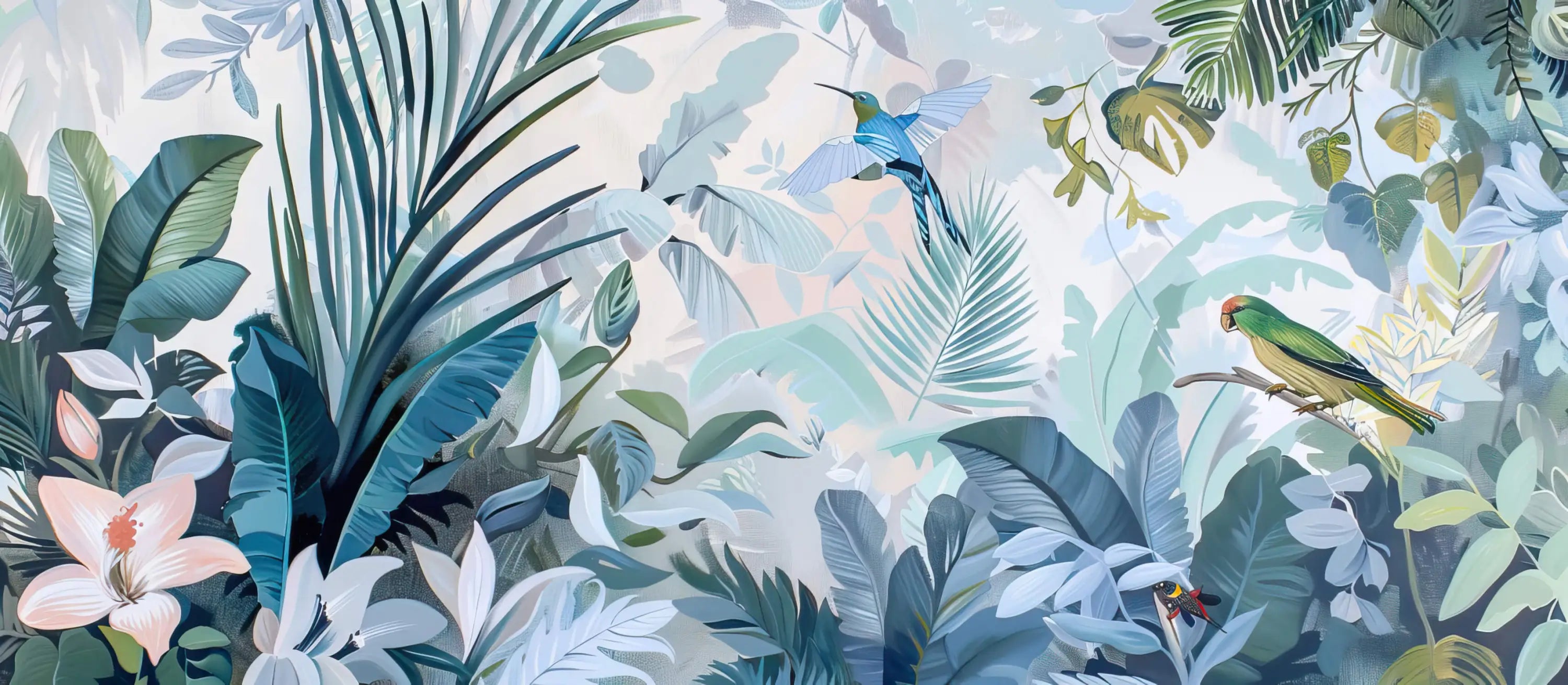 Papier Peint Jungle Bleu