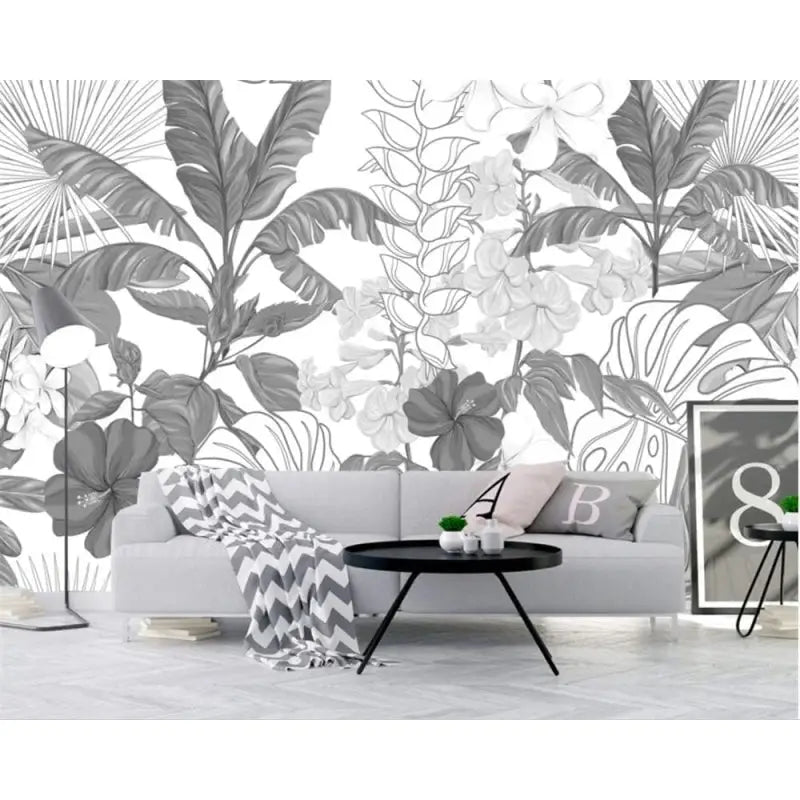 Papier Peint Jungle Design Noir et Blanc - Second Image