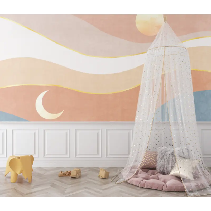 Papier peint Lune pastel bébé - bebe tipi