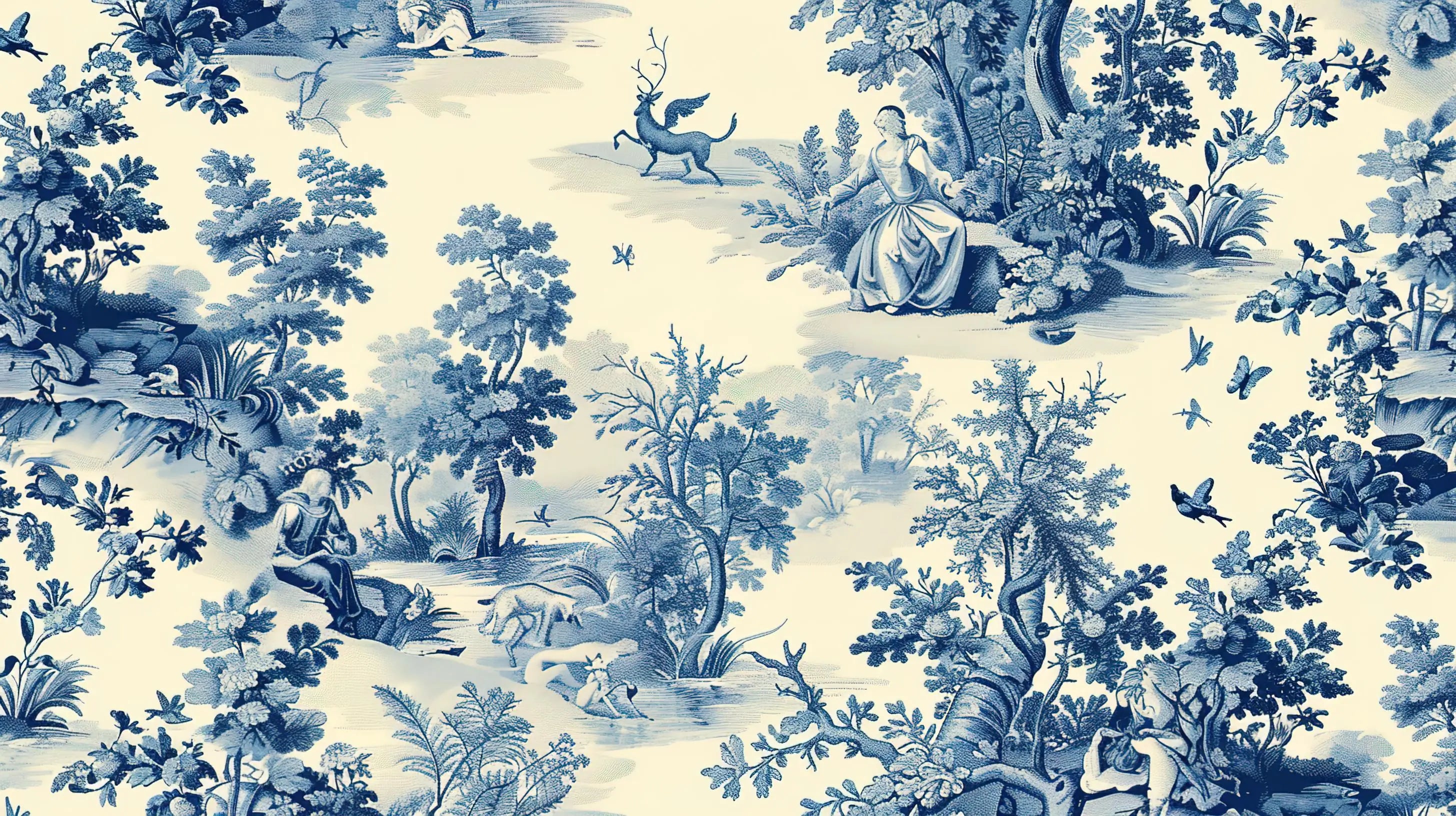 Papier Peint Motif Arbre Bleu