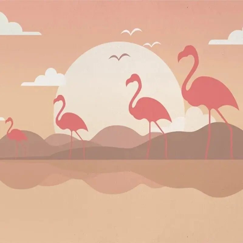 Papier Peint Motif Flamant Rose