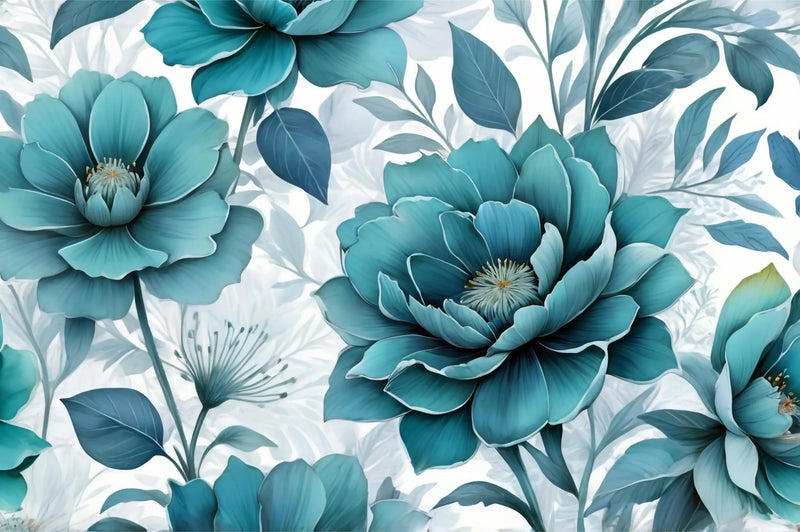 Duck Blue Floral Pattern Wallpaper