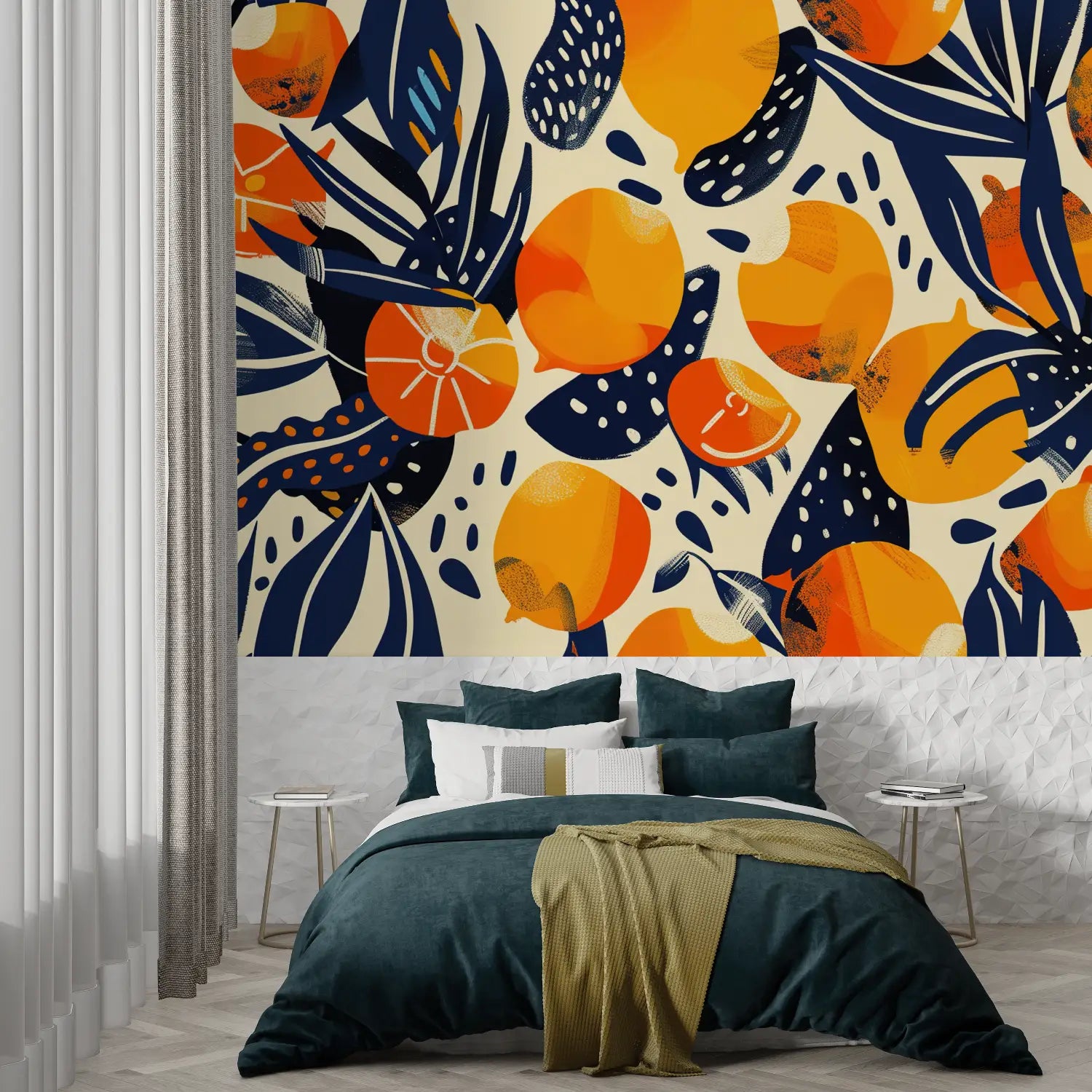 Papier Peint Motif Oranges Orange - panoramique tendance