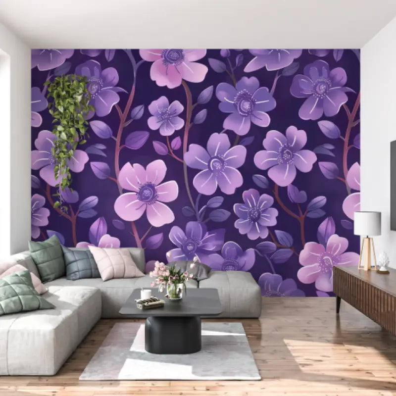 Papier Peint Motif Violet - tapisserie pano