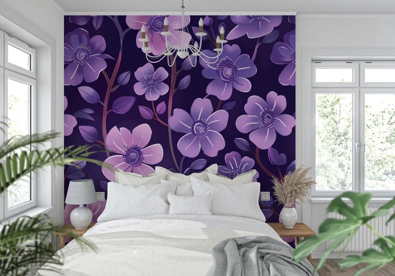 Papier Peint Motif Violet - mur cuisine