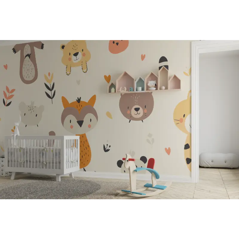 Papier peint Motifs animaux mignons - chabre bébé