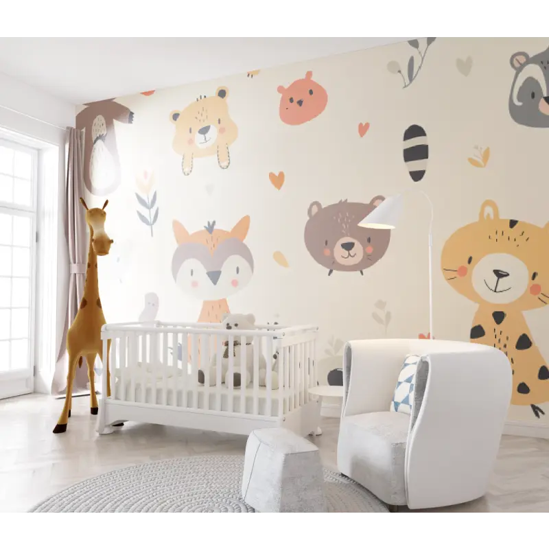 Papier peint Motifs animaux mignons - chambre de bebe