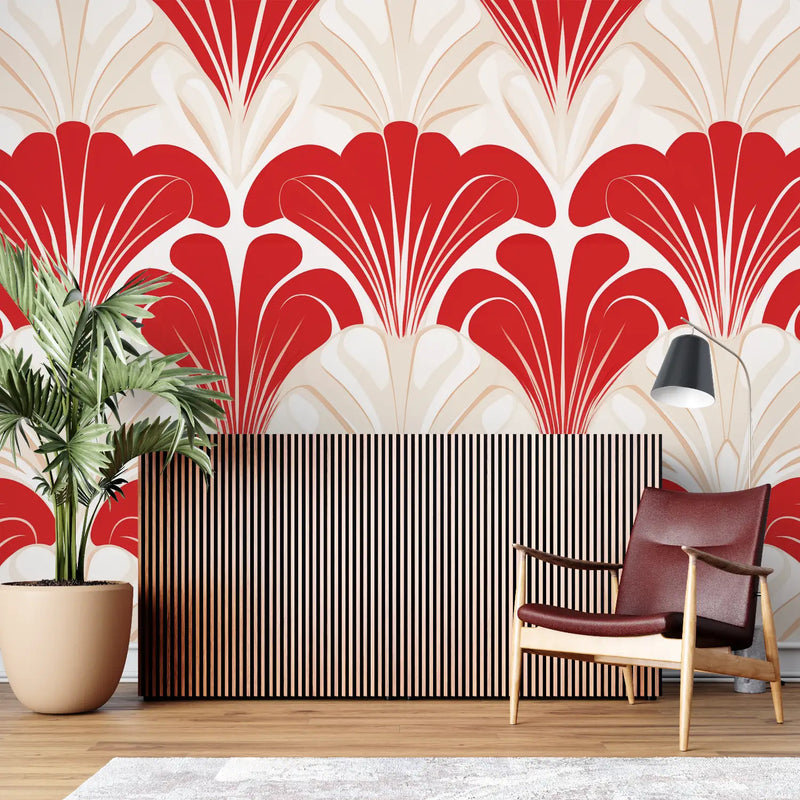 Papier Peint Motifs Rouge - sur mesure