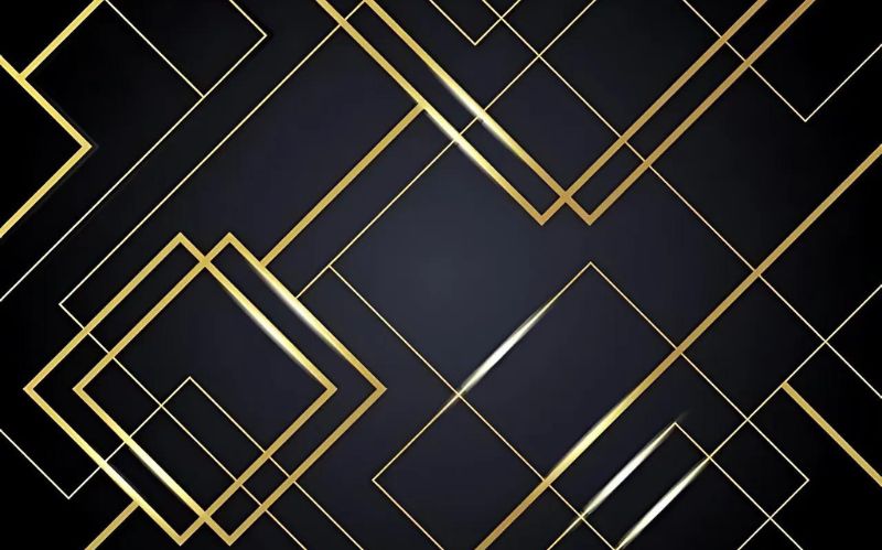 Geometrische Tapete in Schwarz und Gold