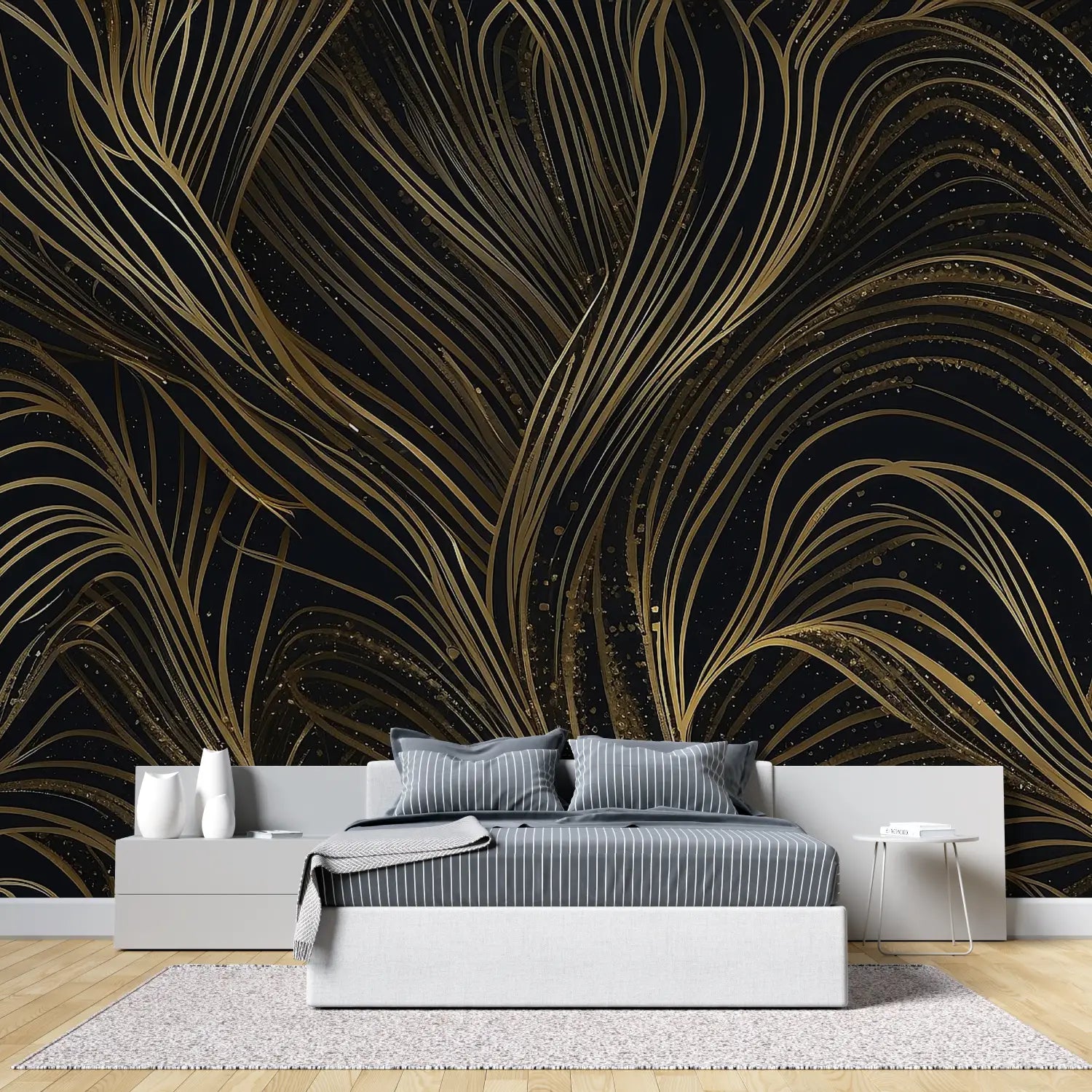 Black and Gold Bedroom Wallpaper - Second Image