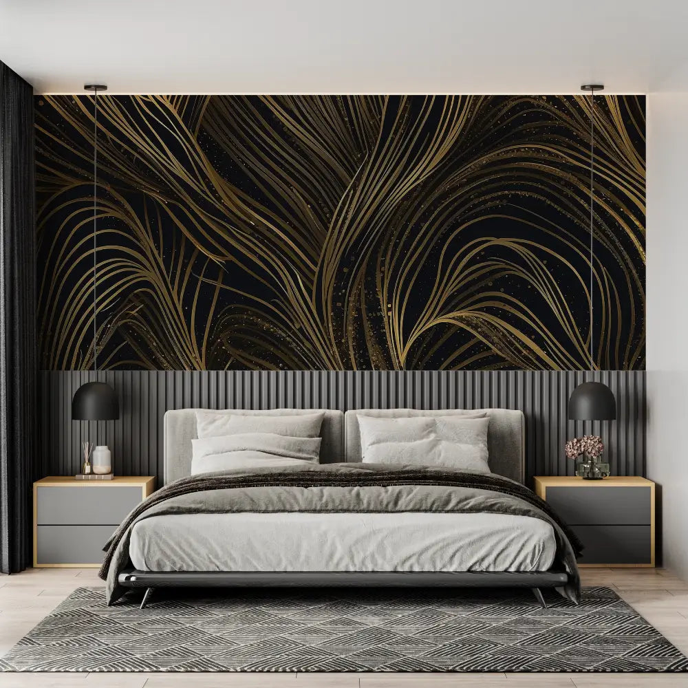 Black and Gold Bedroom Wallpaper - Second Image