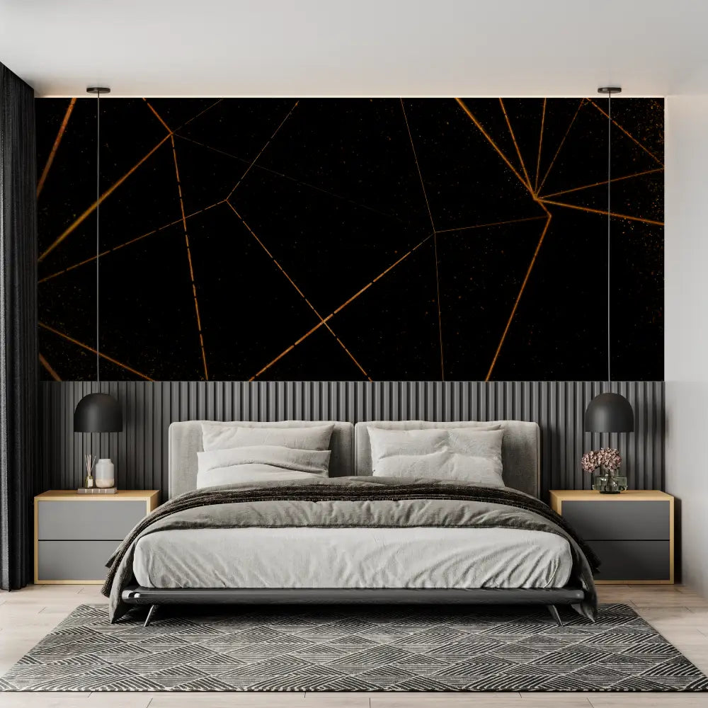 Black and Gold Geometric Wallpaper - Second Image