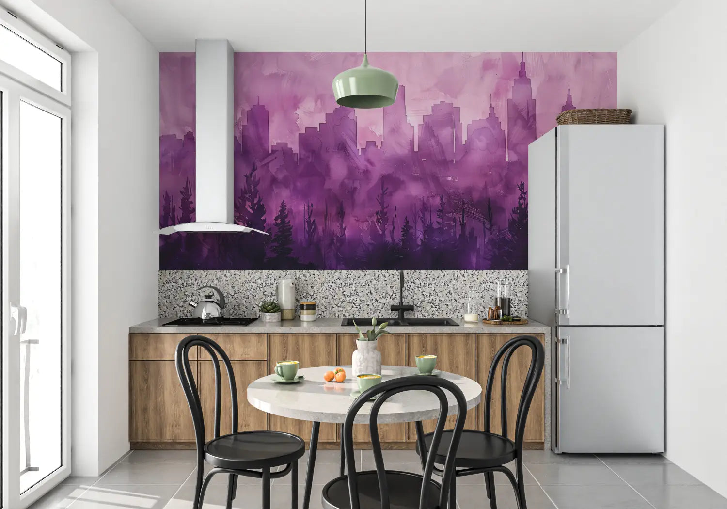 Papier Peint Noir Et Violet - mur cuisine