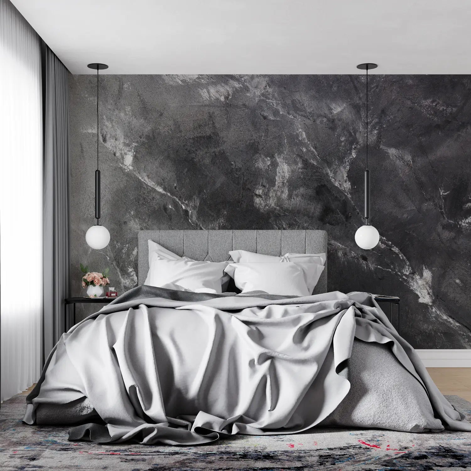 Papier Peint Noir Gris - tendance mur