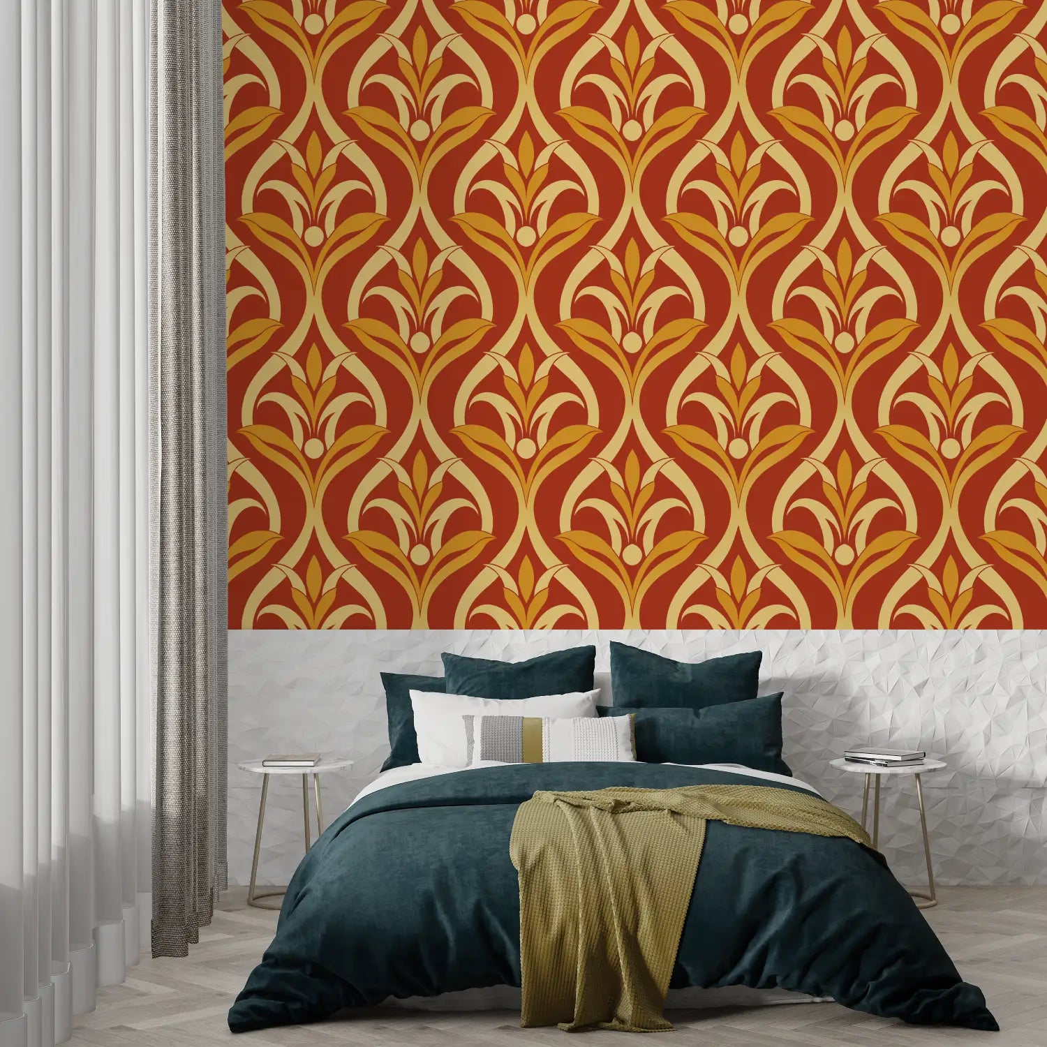 Papier Peint Orange Avec Motif - tapisserie