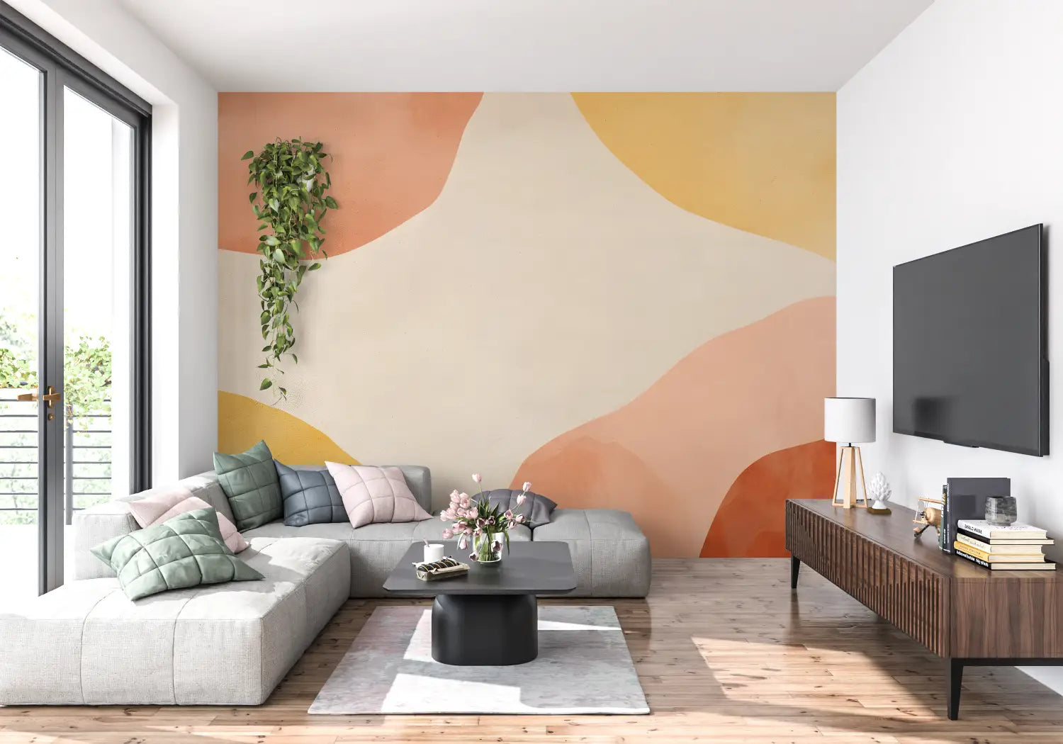 Papier Peint Orange Pastels - tendance mur