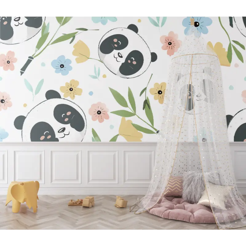 Papier peint Pandas motifs bébé - bebe tipi