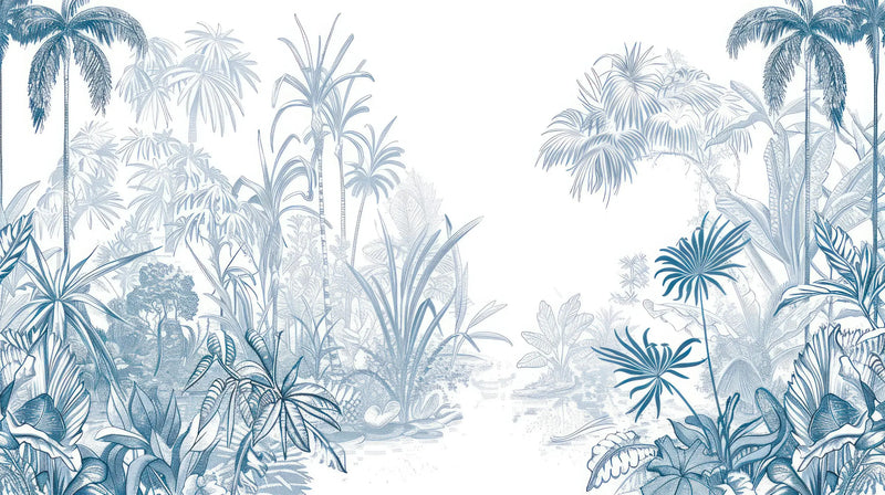 Papel pintado panorámico de palmera azul