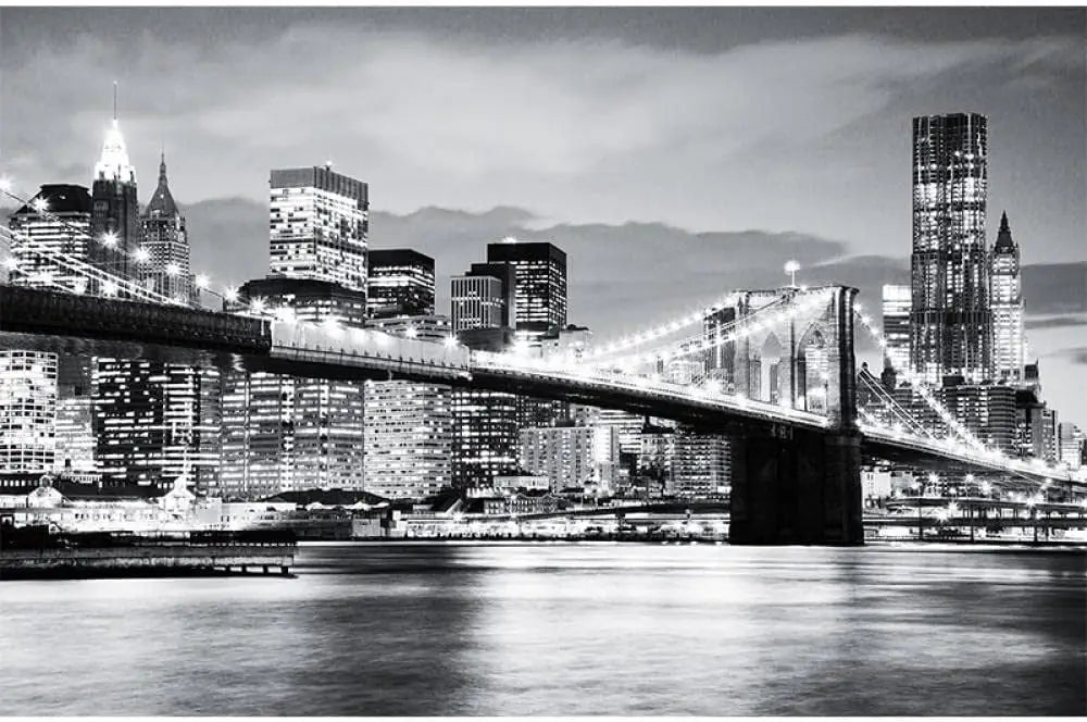 Papier Peint Pont de Brooklyn Noir et Blanc