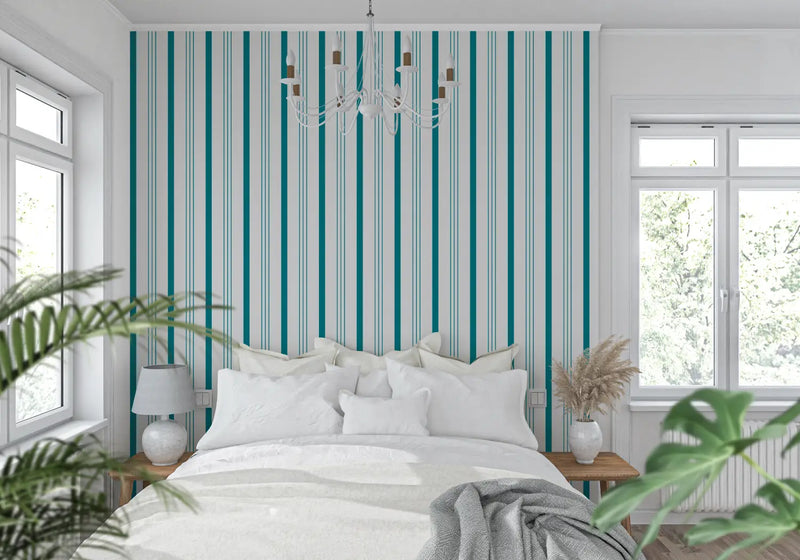 Papier Peint Rayures Bleu - tendance mur