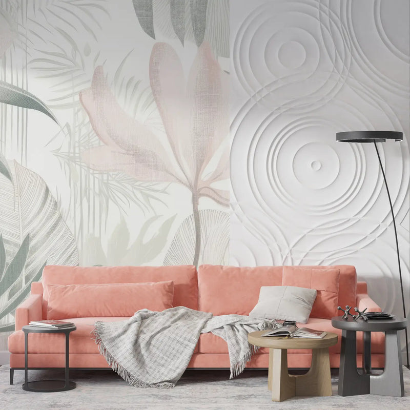 Papier Peint Rose Et Gris - mur