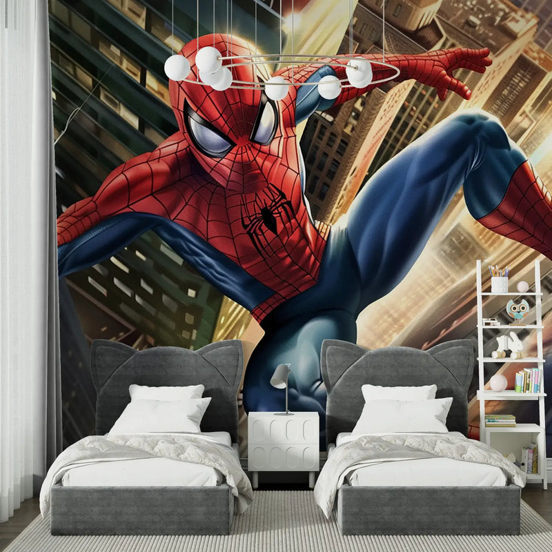 Papier Peint Spiderman Grimpeur Vintage - chambre spiderman