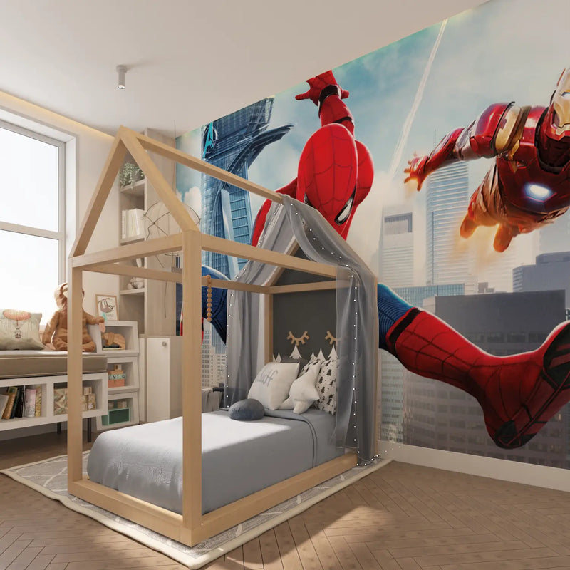 Papier Peint Spiderman Ironman - tapisserie hero