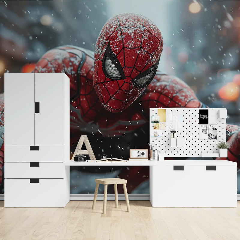 Papier Peint Spiderman Neige - chambre spiderman