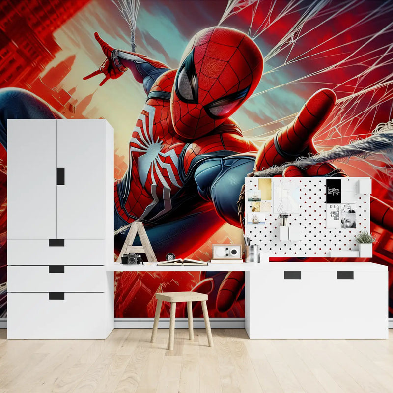 Papier Peint Spiderman Rouge - tapisserie spiderman