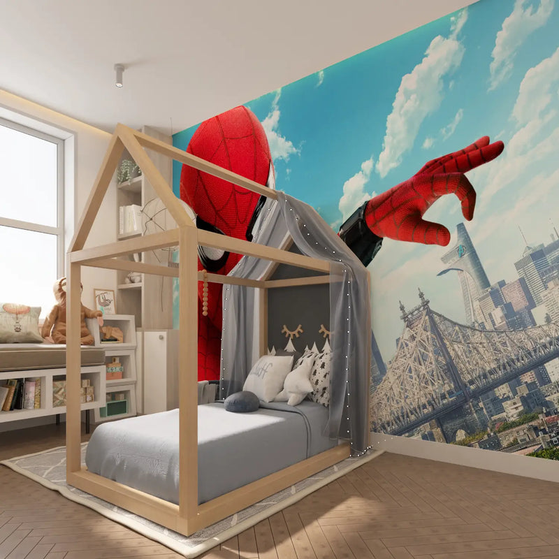 Papier Peint Spiderman Trompe l'Oeil 3D - tapisserie garçon