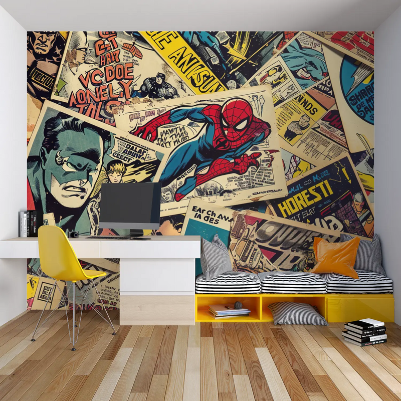 Papier Peint Super Héros comic - chambre spiderman