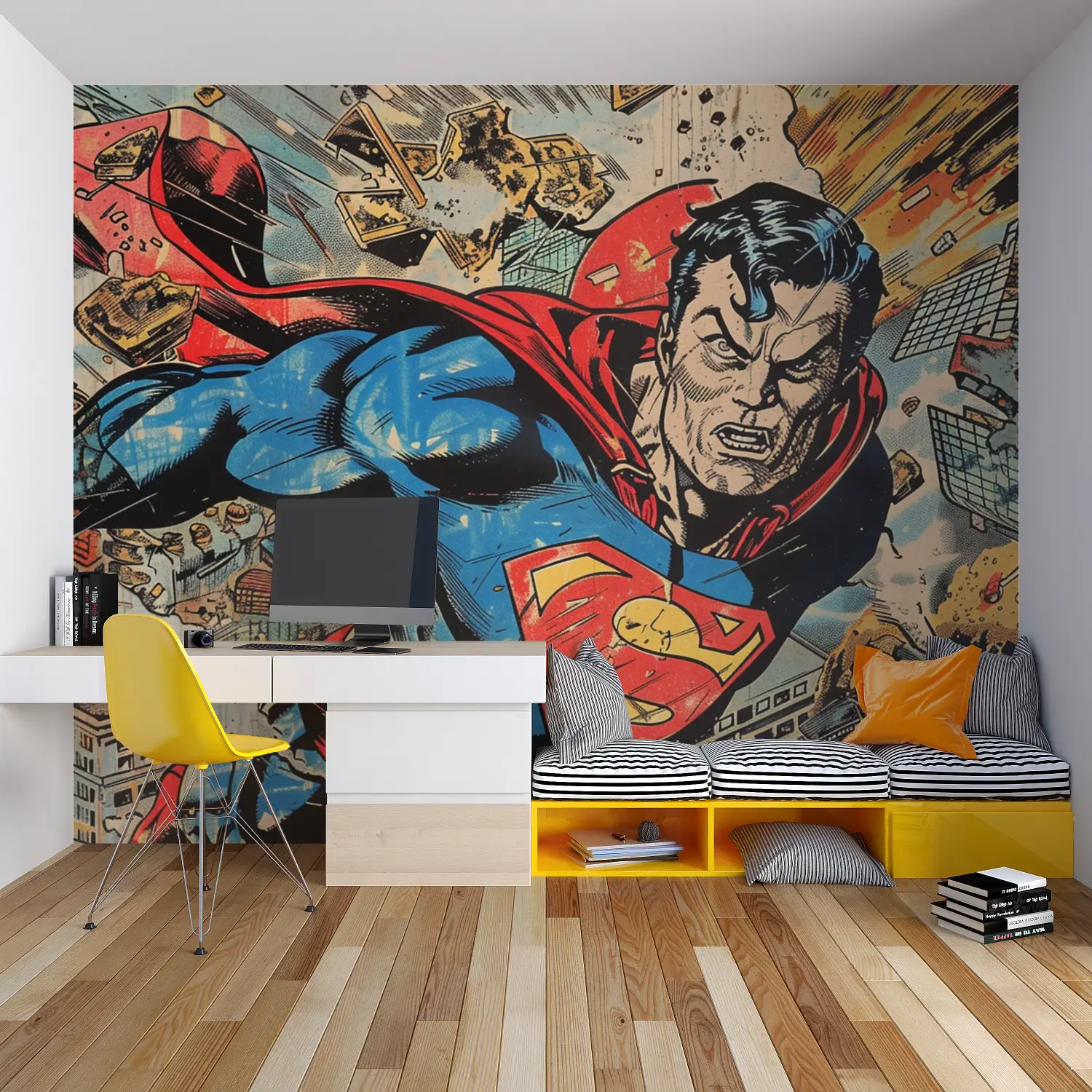 Papier Peint Superman Comic Book - tapisserie garçon