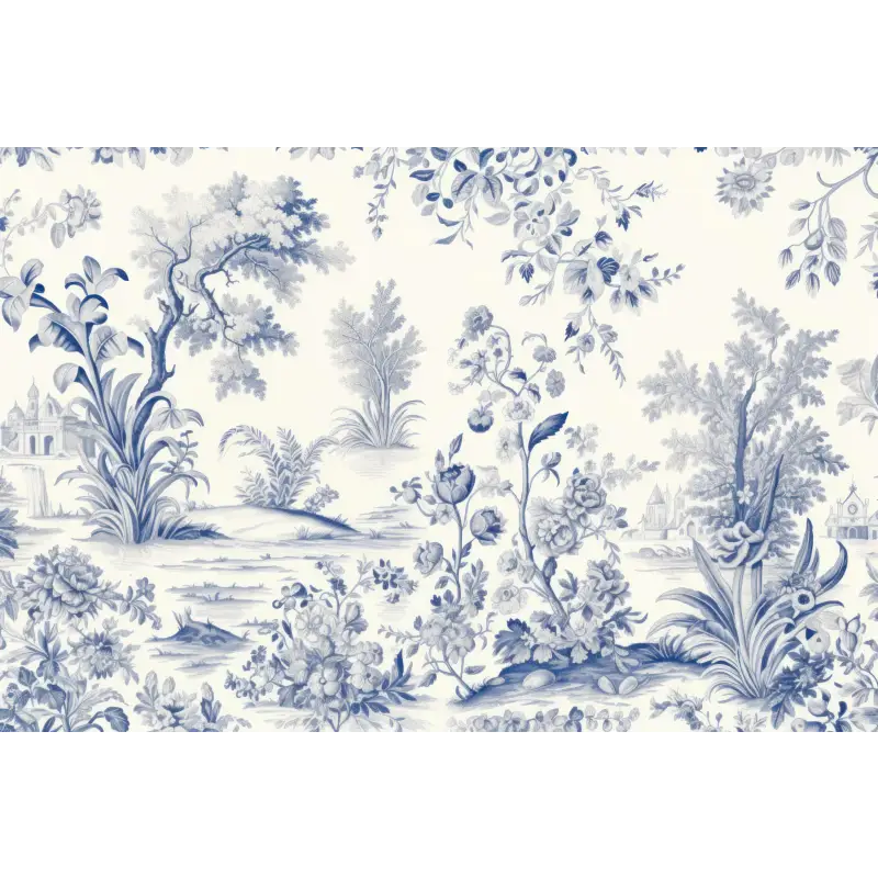 Papier Peint Toile De Jouy Bleu